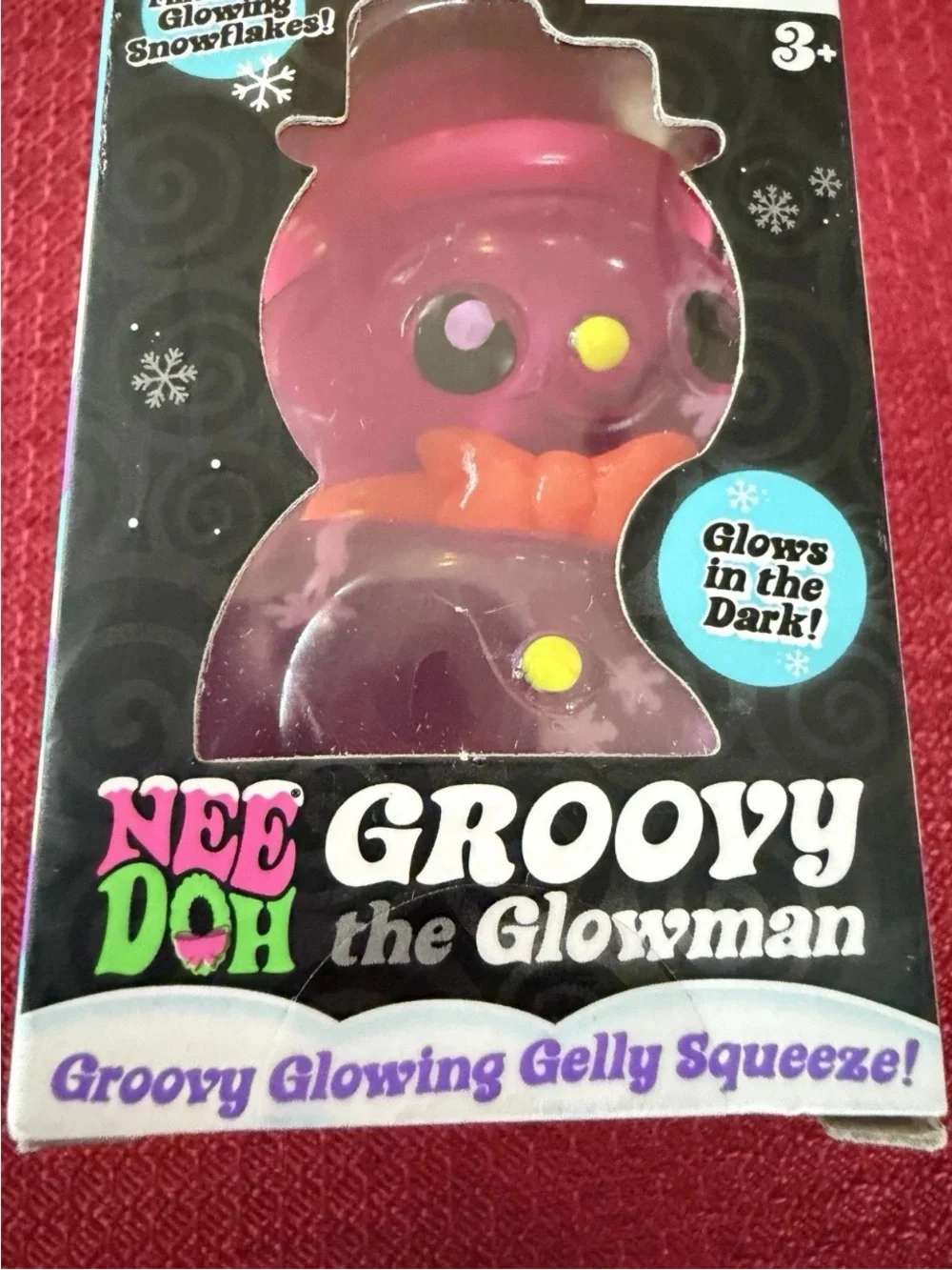 New Nee Doh Needoh Schylling Groovy Glowman Snowman Pink Glow Dark Squishy Toy